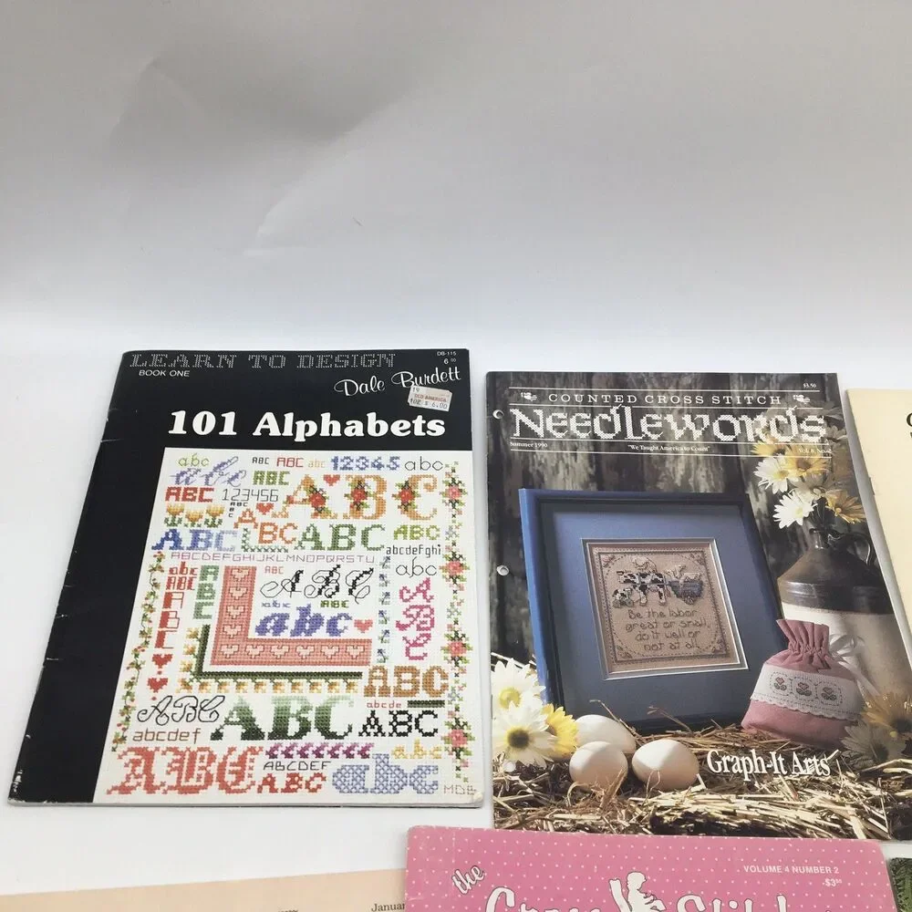 Dale Burdett 101 Alphabets Cross Stitch Book & Leaflet Lot Of 8 Border Country